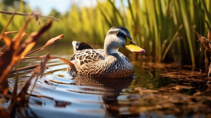 images of a wild duck in its natural habitat, highlighting the intricate details of its feathers and the wonders of nature