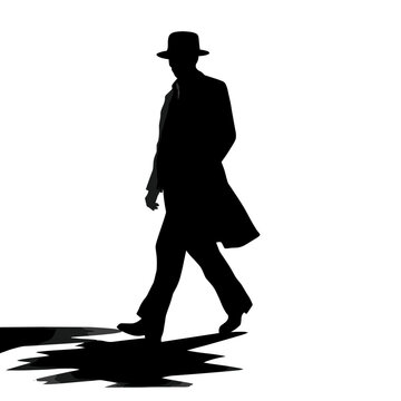 Schwarz-weiß silhouette Mannes mit Hut vektor
