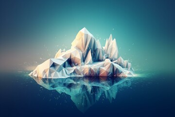 Polygonal iceberg in white. Generative AI