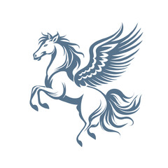 Minimalistischer Pegasus: Zeitgenössische Schwarzweiß Vektorgrafik des mythologischen Flügelrosses