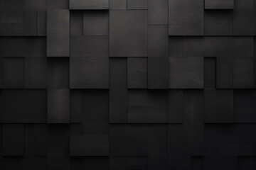 Dark black minimalist square geometric wall background. - obrazy, fototapety, plakaty