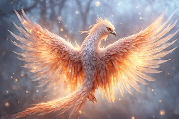 Fototapeta premium A majestic bird with pure white feathers, its wings spread beautifully