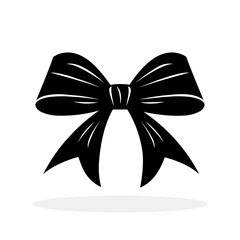 Bow icon. Black gift bow icon isolated on white. Gift bow icon drawing