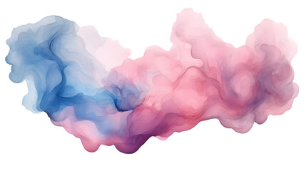 Watercolor pink cloud  isolated on transparent background