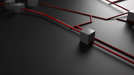 3d minimalist Electric wiring background on black wall with copy space