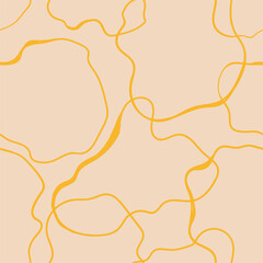 Wavy Seamless Trippy Pattern. Seamless pattern of colorful abstract squiggles print, scribble spiral and wavy lines. retro 80s style. Chaotic ink brush scribbles. Vector illustration.