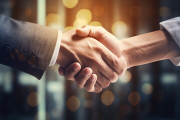 Successful Business Partnership: Handshake of Teamwork and Deal - obrazy, fototapety, plakaty