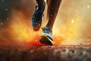 Running to Success: Close-Up of a Runner at the Start