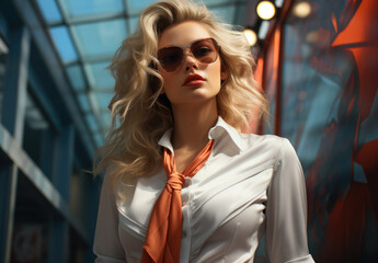 Generative ai illustration of business woman at office