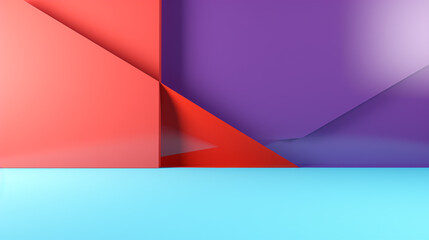 3d minimalist abstract geometric background with red purple blue color