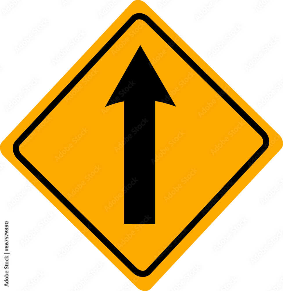 Poster one way traffic symbol, yellow warning icon replaceable vector design