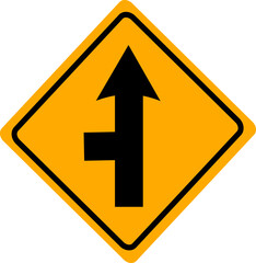 Traffic sign, intersection with minor side-road on the left. Replaceable vector design.