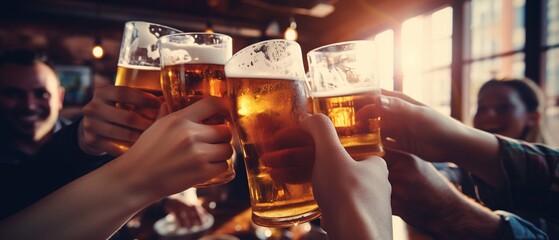 Group Cheers: Friends Enjoying Beer and Good Times
