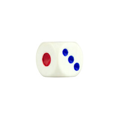 dice isolated from background, number 1 and 3