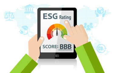 ESG Environmental Social Governance Online Rating Record on tablet
