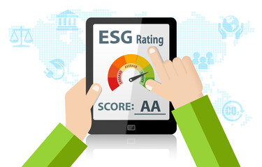 ESG Environmental Social Governance Online Rating Record on tablet