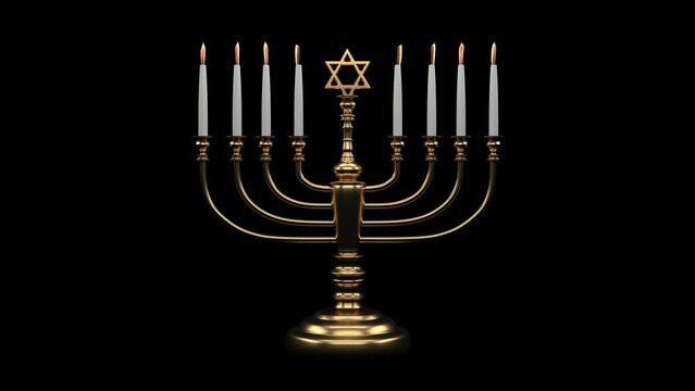 Menorah candlestick for Hanukkah on a transparent alpha channel.

