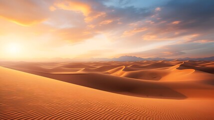 Fototapeta na wymiar Panoramic view of the sand dunes in the Sahara desert