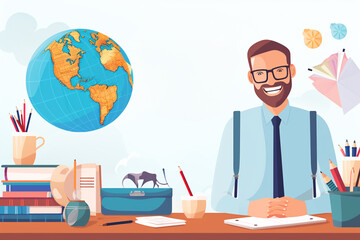 Fototapeta premium Special Day for Teachers - Poster Featuring School Equipment and Ornaments