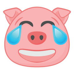 Pig emoji with a smiling face and tears of joy
