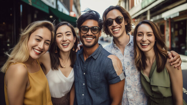 diverse group of friends aged 30