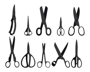 Sketchy image of scissors silhouette. Stationery, pocket, kitchen, manicure, surgery, hairdressers, tailor, garden, household