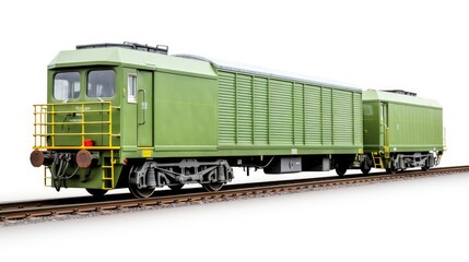 Fototapeta premium a green rail car isolated on a clean white background, symbolizing efficient freight transport in the industrial sector