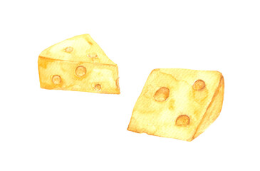 Watercolor Yellow Swiss Cheese Clipart. Culinary Clip art, Cookbook Illustrations, Kitchenware, logo, templates, flyer, sticker, recipe, Food Clipart.