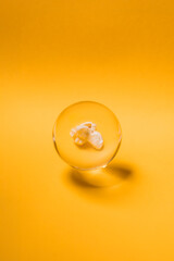popcorn drop on orange background