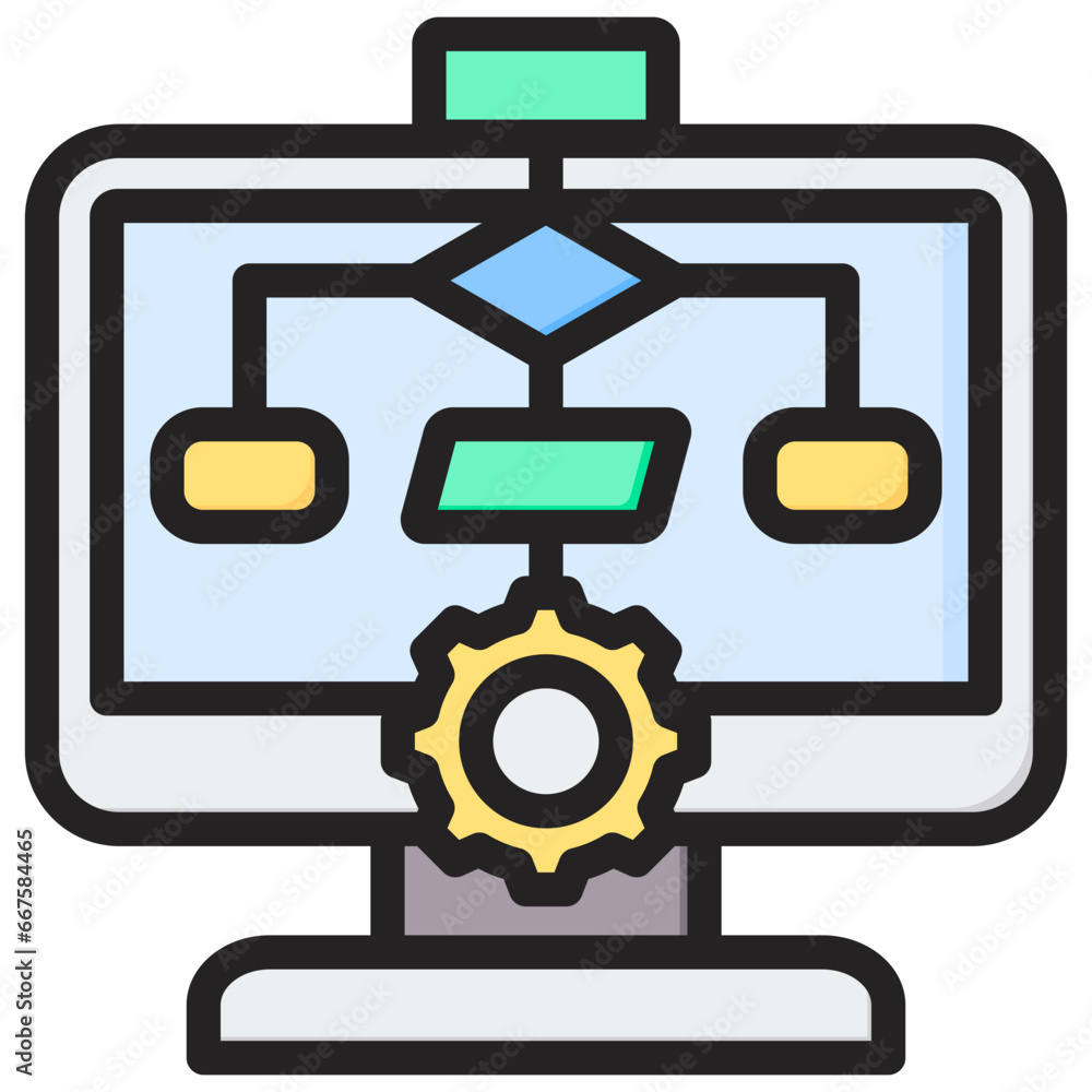 Poster Algorithm Outline Color Icon