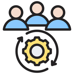 Human Resource Automation Outline Color Icon