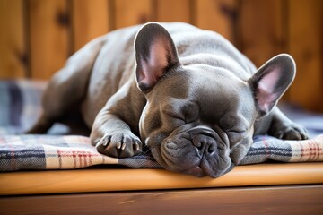 sleepy french bulldog, adorable dog portrait, ai generated