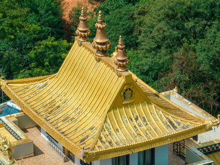 Aerial view of the Azom Monastery in Dakshinkali, Nepal. It is close to Guru Rinpoche Statue. It is...