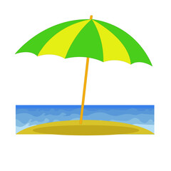 Parasol ouvert sur une île en bord de mer