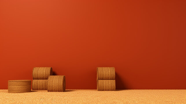 Hay Balers background on red wall with copy space