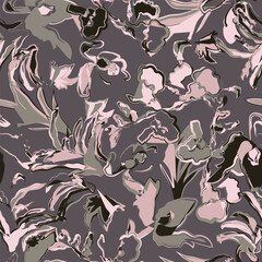 Floral brush strokes seamless pattern