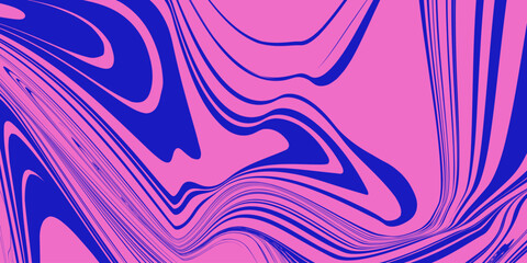 Pattern Liquid Psychedelic Stripe in Blue, Pink Colors. Abstract 3d Paint Wavy Gradient for Banner, Poster, Cover, Card. Background of Memphis Seamless Lines. Vector Illustration