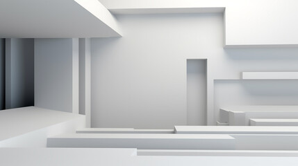 3d modern building white background 