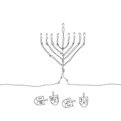 Vector illustration of Jewish holiday Hanukkah. 
