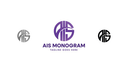Modern monogram circle concept. Abstract combination letter A I and S logo design. Vector illustration