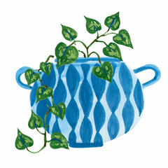 Philodendron Gouache Illustration
Isolated on White Background