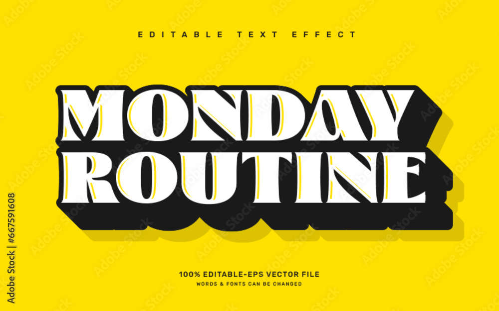 Fototapete monday routine editable text effect template