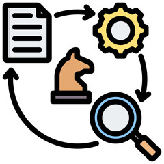 Strategic Management Outline Color Icon