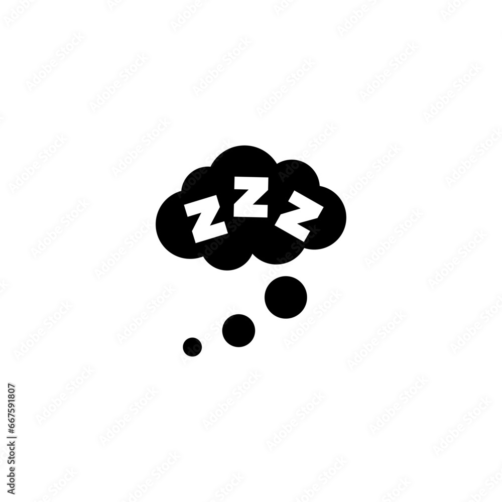 Fototapete sleep rest, sleepy zzz talk bubble, dream. flat vector icon illustration. simple black symbol on whi