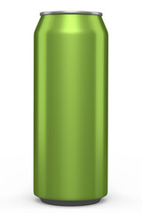 Silver aluminum beer or soda can for mini refrigerator isolated on white