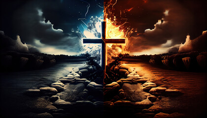 Inner Struggle Good Versus Evil Moral Cross Roads Background