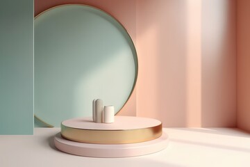 realistic empty podium platform photography for jewelry exhibition