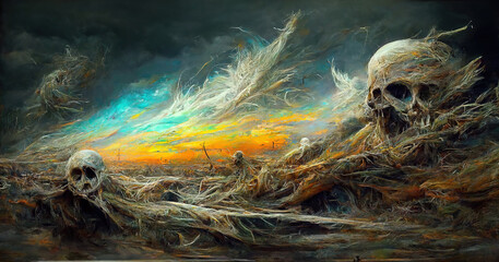 Pastel Painting - Wind of Death Contemporary Art Oil Painting Background