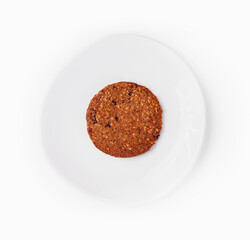 Oatmeal Cookies on White Plate on White Background