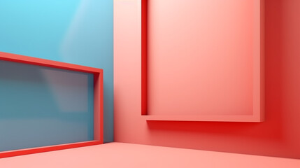 room with red and blue wall with copy space